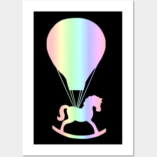 Pastel Rocking Horse Hot Air Balloon Posters and Art